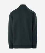 Buzo deportivo Get Over de color verde oscuro, confeccionado en tejido de algodón y poliéster. Presenta cuello alto, cierre frontal completo con cremallera, mangas largas con puños ajustados y bolsillos laterales. Incluye un pequeño lettering bordado en el pecho.