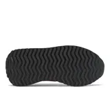 Championes New Balance 237 de dama, con capellada de nylon acanalado color naranja, superposiciones de gamuza color azul marino y violeta, logo "N" sobredimensionado en violeta, entresuela de EVA y suela de goma con diseño de espiga.