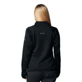 Campera polar técnica Columbia Titanium, color negro, con cierre frontal completo, cuello alto, bolsillo en el pecho con cierre y orificios para pulgares en los puños. Confeccionada con tecnología Omni-Wick para gestión de la humedad.