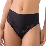 Bombacha de microfibra negra con tiro alto y puntilla en el frente.