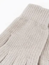 Guantes de punto color gris con puño acanalado y puntas de los dedos en un tono gris más oscuro, diseñados para uso táctil.
