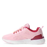 Championes deportivos de mujer en color rosado, confeccionados en tejido de malla transpirable con detalles en fucsia. Presentan cierre con cordones, suela blanca con amortiguación y refuerzo en el talón.