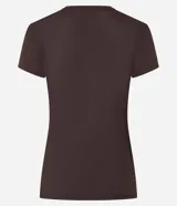 Remera deportiva marrón de microfibra texturizada, con cuello redondo, mangas cortas y estampado frontal con el texto "Sunday Coffee Dept.".