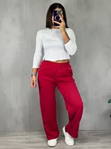 Pantalón de jogging gris melange, de corte amplio y cintura elástica.