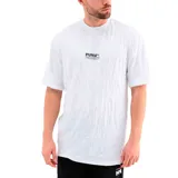 Remera blanca de corte holgado con logo de Puma estampado en el pecho.