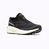 Championes de running Merrell Morphlite, diseñados para terrenos mixtos de carretera y montaña. Presentan un empeine de jacquard en color negro, con entresuela de espuma FloatPro en color crema y suela de goma adherente. Incluyen botín interno para mayor sujeción y forro de malla transpirable.