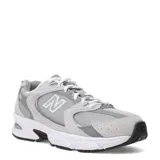 Championes New Balance modelo 530, color gris con detalles en blanco, con capellada de malla y sintético, y suela con tecnología ABZORB.