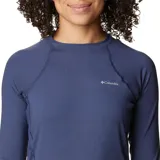 Remera deportiva Columbia de manga larga, color azul, con tecnología Omni-Heat reflectante y Omni-Wick de secado rápido.