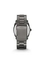 Reloj Fossil Machine con caja de acero gris de 42mm y esfera negra. Pulsera de acero inoxidable gris. Resistente al agua hasta 50 metros.