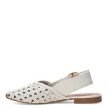 Zapatos destalonados Bottero de cuero negro con diseño trenzado, punta cuadrada y hebilla metálica dorada en la tira trasera.