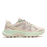 Zapatillas de trekking Merrell modelo Tempo Exp para mujer, en tonos beige, lila y verde menta. Presentan parte superior de malla transpirable, suela robusta con tacos para mayor tracción y entresuela amortiguada.