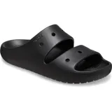 Sandalias tipo slide de la marca Crocs, con diseño de doble tira superior con perforaciones para personalización con Jibbitz. Fabricadas en material Croslite ligero y flexible, con plantilla ergonómica.