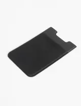 Tarjetero adhesivo negro de lycra para pegar en la parte trasera del celular.
