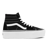 Championes Vans Sk8-Hi Tapered con plataforma, color negro con detalles en blanco.