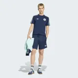 Remera Adidas de la selección de Alemania, línea Originals, color azul marino. Presenta cuello redondo, mangas cortas con las tres tiras características en celeste, logo del Trifolio en el pecho derecho y escudo de la federación alemana en el pecho izquierdo.
