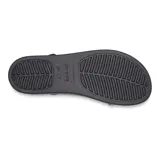 Sandalias tipo plataforma Crocs modelo Brooklyn Low Wedge, con tiras superiores en color azul marino y base de plataforma en color beige. Diseño ergonómico con tira ajustable en el talón.