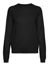 Sweater de punto con cuello redondo y mangas largas raglán, con puños y ruedo acanalados. Diseño básico de calce regular confeccionado en tejido suave.