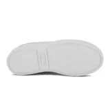 Championes urbanos Diadora modelo Set, color blanco, con plataforma gruesa y detalles en cuero sintético con estampado de leopardo en el talón y lengüeta color salmón.