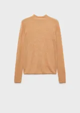 Jersey de punto fino con cuello perkins y manga larga, de diseño entallado.