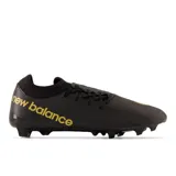 Championes de fútbol New Balance Furon V7 Dispatch FG, color negro con detalles dorados.