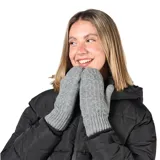 Guantes tipo manopla de tejido de punto en color gris, con puño acanalado elástico.