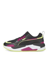 Championes deportivos Puma X-Ray, diseño multicolor que combina negro, gris, blanco, turquesa, amarillo y violeta.