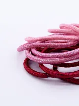 Pack de 12 coleros elásticos para el cabello, en colores rosa y bordó.