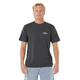 Remera Rip Curl modelo Legacy, color negro, de manga corta y cuello redondo, con pequeño estampado en el pecho.