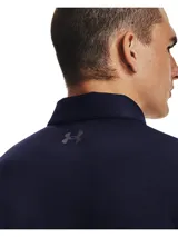 Chomba Under Armour Tech Polo azul marino, de manga corta, con cuello y cierre frontal de botones.