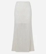 Pollera new midi de tejido de punto con lentejuelas aplicadas, corte ajustado y diseño forrado.