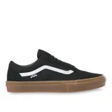 Zapatillas Vans Old Skool Pro Skate color negro con la clásica banda lateral blanca y suela marrón.