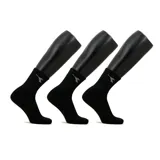 Pack de tres pares de medias deportivas Diadora, color negro, de caña media, con logo Diadora en gris en la parte superior.