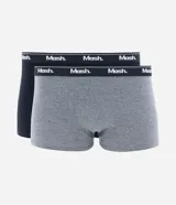 Kit de dos calzoncillos bóxer Mash, uno negro y otro gris, confeccionados en algodón con cintura elástica con logo de la marca.