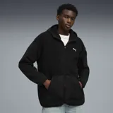 Campera con cierre frontal completo, confeccionada en una combinación de tejido de corderito en el cuerpo y mangas de tejido liso. Cuenta con capucha, bolsillos frontales tipo canguro y el logo de la marca bordado en el pecho.