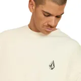 Buzo beige de corte clásico con cuello redondo y logo de Volcom bordado en el pecho.