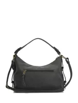 Cartera hobo Hush Puppies modelo Dover, color gris oscuro, con bolsillo frontal con solapa y cierre superior. Cuenta con asa corta para llevar al hombro y correa larga ajustable.