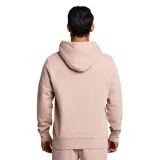 Canguro Saucony color rosa con capucha y cordones ajustables. Logotipo de la marca estampado en el pecho en color bordó. Cuenta con bolsillo tipo canguro y puños y cintura acanalados.