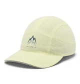Gorro tipo gorra de visera curva, modelo Speed Trail Ball Cap de Columbia, color amarillo claro con detalles en gris. Incorpora tecnología de ventilación con perforaciones láser y banda interior antitranspirante.