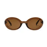 Lentes de sol unisex color marrón con marco ovalado de plástico reciclado y filtro UV400.