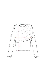 Top de jersey tricot suplex color azul marino, con mangas largas y frunces diagonales en el frente.