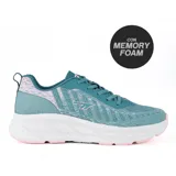 Championes deportivos Hi-Tec Foster color celeste con detalles en rosa, capellada de malla transpirable, entresuela de espuma y suela de goma.