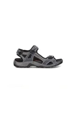 Sandalias Ecco Offroad para hombre, color gris con detalles en negro. Ajuste con velcro en el tobillo y en el empeine. Suela de goma con tecnología Ecco Fluidform.