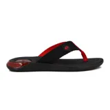 Chanclas de hombre Br Sport, color negro con tiras rojas y suela con textura.