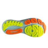 Championes de running Brooks Glycerin 21, color beige con detalles en naranja y celeste.