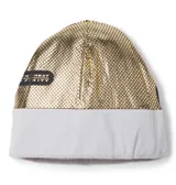 Gorro de lana con pompón, diseño tricolor en gris y blanco con logo de la marca estampado. Cuenta con forro interior de polar y tecnología de aislamiento térmico.