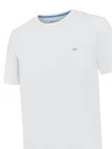 Remera de manga corta y cuello redondo, confeccionada en algodón orgánico. Presenta un diseño de color sólido con un pequeño parche bordado del logo de la marca en el pecho.