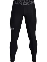 Calza deportiva Under Armour de compresión, color negro, con cintura elástica ancha con logo, paneles de malla para ventilación y bolsillo lateral.