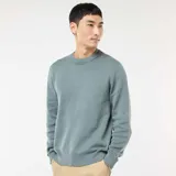 Sweater de punto de cuello redondo con puños y ruedo acanalados, de diseño clásico y corte estándar.