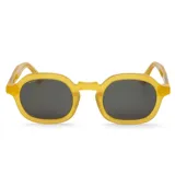 Lentes de sol Mr Boho modelo El Patio, con montura redonda color miel y lentes grises.