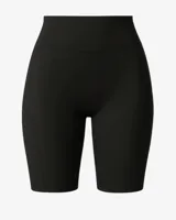 Calza biker negra de tiro alto, con faja doble sin elástico.